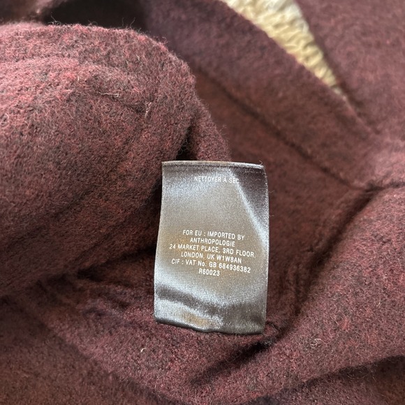 VINTAGE Rosie Neira for Anthropologie 100% Wool Wrap Jacket Purple Medium Petite - Picture 4 of 8